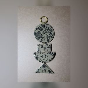 Floral Wall Hanging Decor Art Mobile Handmade Clay Flower Succulent Garden